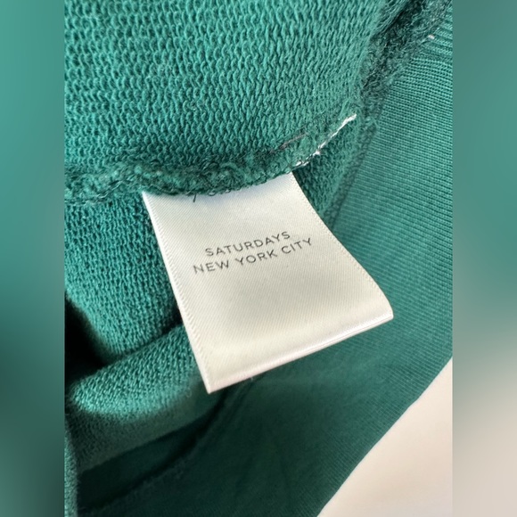 SATURDAYS NYC Bowery International Crew Sweatshirt Green Size Small - Picture 9 of 9